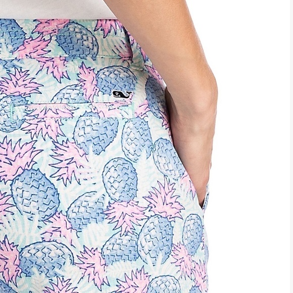 🆕 Vineyard Vines Linen Blend Pineapple Cropped Pants - Picture 3 of 13